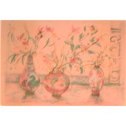 Chinese Vases Flowers  litho by  Edna Hibel #1936694