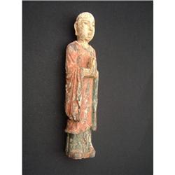 Ming period polychrome wood carving in shape of#1936850