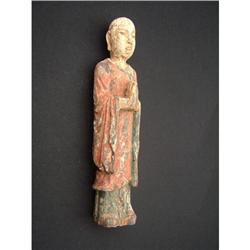 Ming period polychrome wood carving in shape of#1936850