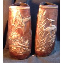 Pair of antique Chinese vases with high relief #1936880