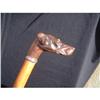 Image 1 : Antique wood walking cane with carved handle #1936917