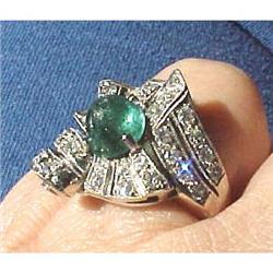 Retro diamond & emerald ladies ring #1936933