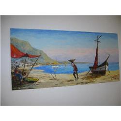 nautical european painting w artist signature! #1936971