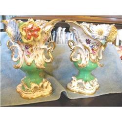 Pr. Georgian Coalport  Flowered Vases c. 1825 #1937008