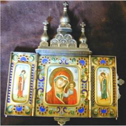 Imperial Russian Enamel Icon: Tryptich #1937018