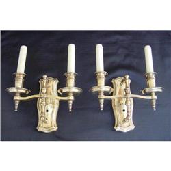 Pair two light brass sconces #1937049