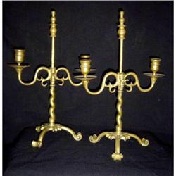Antique Pair of Brass Candelabra #1937231