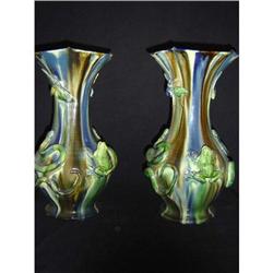 Pair of Portugese Palissy Majolica Vases #1937232