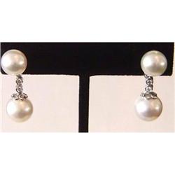 Pair of  White Gold, Diamond & Pearl Earrings #1937246