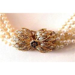 8 - Strand Pearl Necklace With Diamond Clasp #1937248