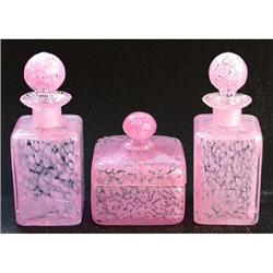 Pink Spatter Glass Perfume Bottle Set #1947322