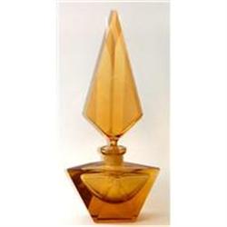 Amber Cut Glass Art Deco Perfume Bottle #1947323