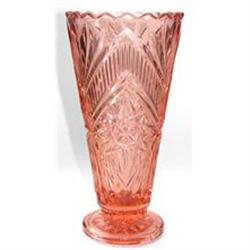 Pink Pressed STARS & FANS Glass Vase #1947357