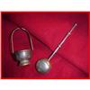 Image 1 : Old Silver Push-Button Tea Strainer & Holder   #1947590