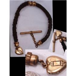 1800's Mourning HAIR watch chain & LOCKET #1947727