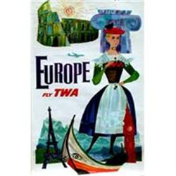 Original TWA Europe Poster by Klein #1947965