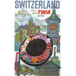 Original TWA Switzerland Poster by Klein #1947966