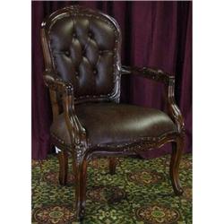 ANTIQUE VICTORIAN LEATHER PARLOR CLUB CHAIR #1947988