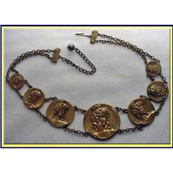 VICTORIAN ART NOUVEAU CHOKER NECKLACE W MAIDEN #1948113