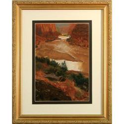 "Looking Down Canyon" by R. Brown - pastels #1962401