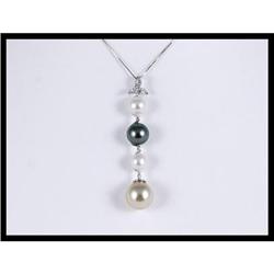 14K White Gold Pearl and Diamond Pendant #1962871