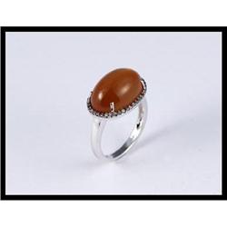 14K White Gold Moon Stone and Diamond Ring #1962872