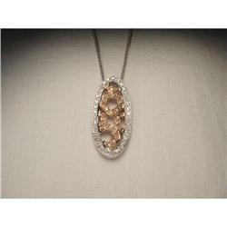 14K WG Pink Rose Gold Floral Diamond Pendant #1962906