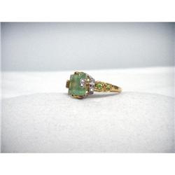 Unique Estate 14K YG Gold Diamond Peridot Ring #1962907
