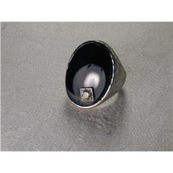Rare Estate 14K WG Huge Onyx Mens Diamond Ring #1962911
