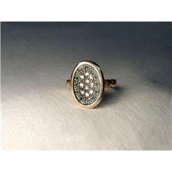 18K Pink Gold Rose Cut Diamond Emerald Ring #1962915