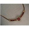 Estate 14K YG Gold Garnet Diamond Necklace #1962959