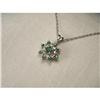 14K WG Diamond Emerald Floral Necklace Pendant #1962973