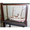 Image 1 : Old Wood Scratch Built Trawler Ship Model Case #1962998