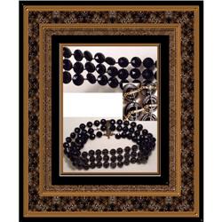 1800?s GEORGIAN JET Mourning 3 row necklace #1963054