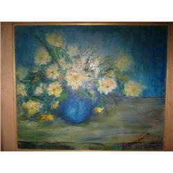 painting still life daisy flowers on board #1963060