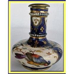 EARLY DERBY  JEWELED HP PERFUME BOTTLE BIRD #1963286