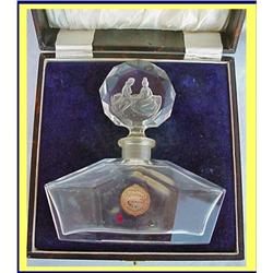 CZECH INTAGLIO GLASS PERFUME BOTTLE  FITTED BOX#1963302