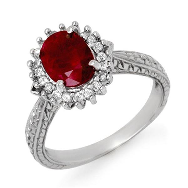 2.75 ctw Ruby & Diamond Ring 10k White Gold - REF-38M2G