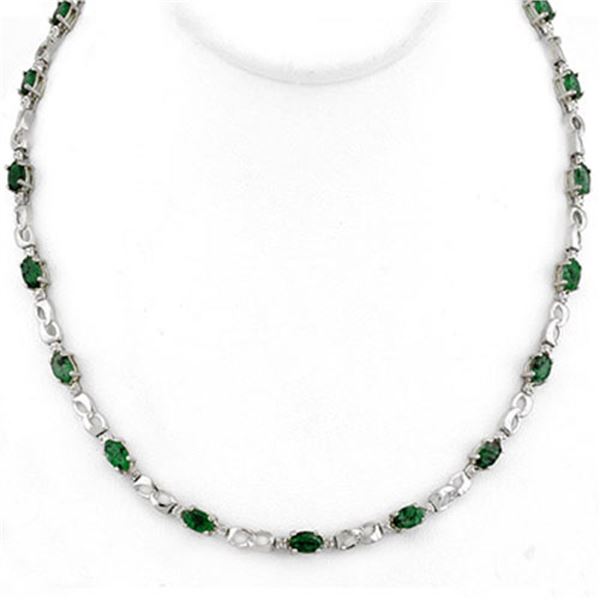 7.02 ctw Emerald & Diamond Necklace 10k White Gold - REF-89H3R
