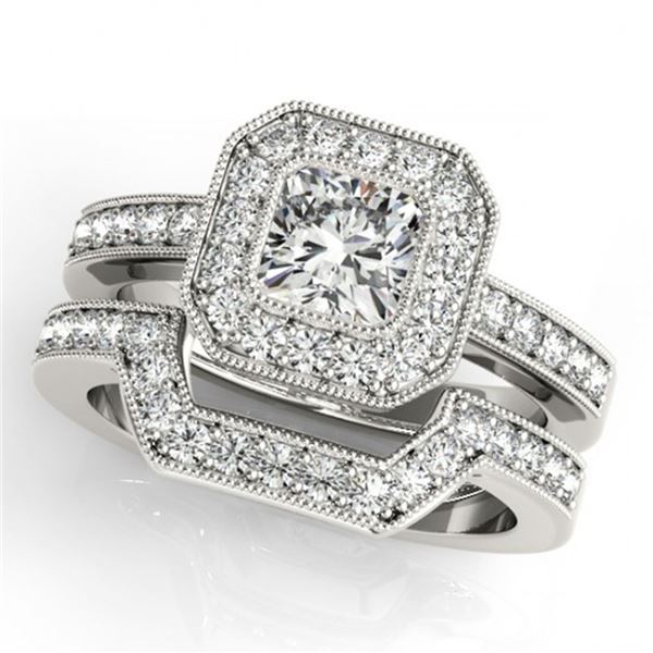 1.05 ctw Certified VS/SI Cushion Diamond 2pc Set Halo 14k White Gold - REF-128N2F