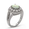 Image 2 : 3.93 ctw Certified Opal & Diamond Victorian Ring 14K White Gold - REF-149H3R
