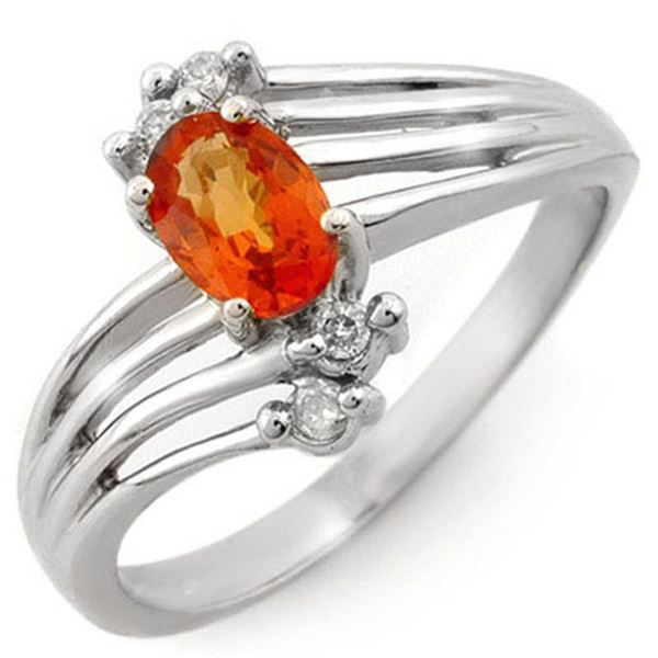 0.80 ctw Orange Sapphire & Diamond Ring 10k White Gold - REF-16X5A