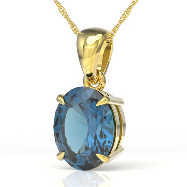 3.50 ctw London Blue Topaz Designer Solitaire Necklace 18k Yellow Gold - REF-24X5A