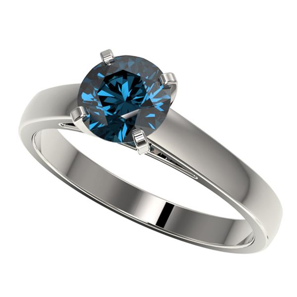 1.28 ctw Certified Intense Blue Diamond Engagment Ring 10k White Gold - REF-120A3N