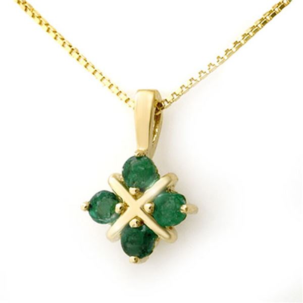 0.38 ctw Emerald Pendant 10k Yellow Gold - REF-6Y3A