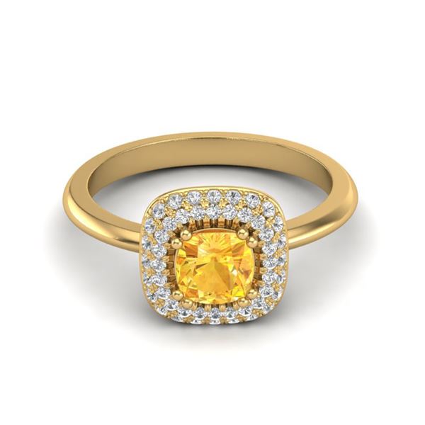 1.16 ctw Citrine & Micro VS/SI Diamond Ring Halo 18k Yellow Gold - REF-53N5F