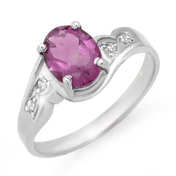 1.26 ctw Amethyst & Diamond Ring 10k White Gold - REF-12G3W