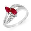 Image 1 : 0.62 ctw Ruby & Diamond Ring 14k White Gold - REF-16A2N