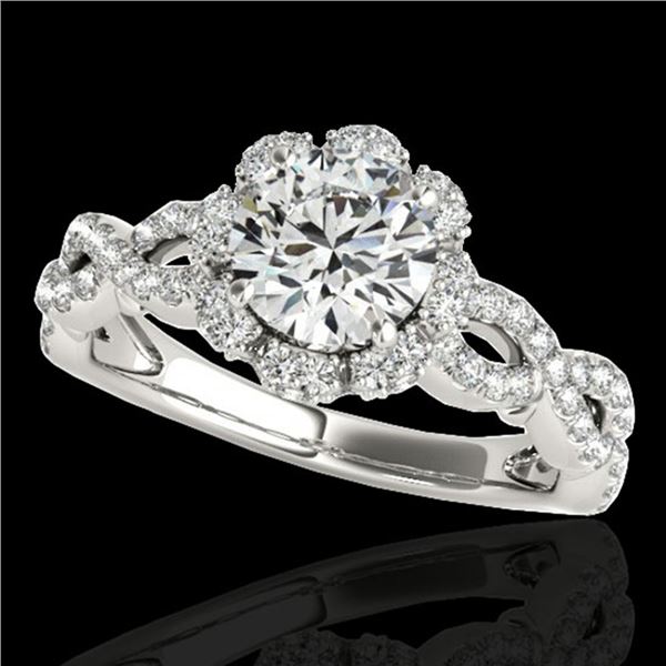 1.69 ctw Certified Diamond Solitaire Halo Ring 10k White Gold - REF-197Y8X