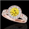 Image 1 : 2 ctw Certified SI/I Fancy Intense Yellow Diamond Halo Ring 10k Rose Gold - REF-225M2G